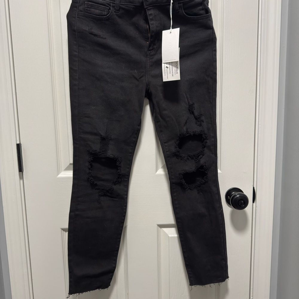 Cello Skinny Black Distressed Jeans